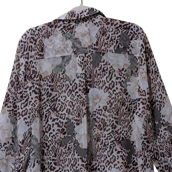 NWT Chico's long line tunic poised blooms shirt woven pattern sheer size XL/16 - Picture 8 of 9